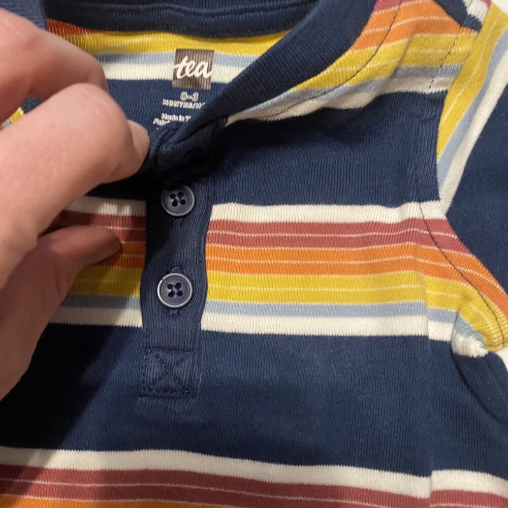 NWT Tea Collection Striped Cargo Romper Size 0-3 Months - Picture 4 of 5